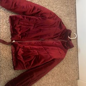 Velvet red puffer jacket